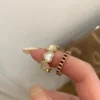 2024 New Korean Oil Dropping Shell Love Metal Opening Ring Fashionable Elegant Simple Geometric Ring Women's Jewelry