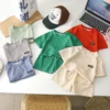 2Pc Casual Children Short Sleeve Shorts Sets Summer Kids Clothes Boy Girl Baby Tee Pant Outfits Soild Color Tracksuits 1-8 Years