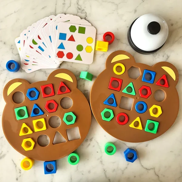 1 Set Little Bear Geometry Matching Puzzle Puzzle Montessori Education Block Parent Child Interactive Board Game