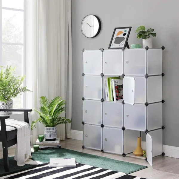 SONGMICS Shelving system shoe rack 12 dice set plastic closet with doors rack storage