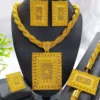 Nigerian Jewelery Set Wedding Jewelry For Women Dubai 24K Gold Color Jewlery African Designer Earrings Bridal Necklace