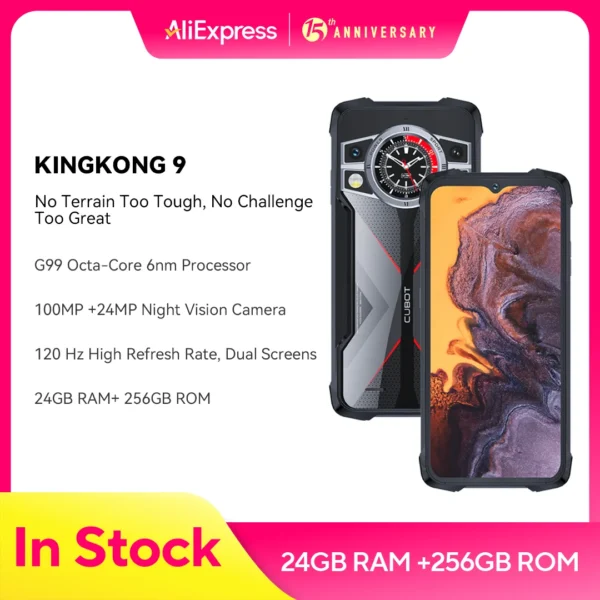 Cubot KingKong 9, Helio G99, 120Hz 6.583-Inch Screen, Rugged Smartphone, 24GB RAM(12+12GB Extended), 256GB ROM, 100MP Camera,NFC