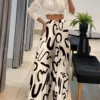 Women's Fashionable Printed Loose Pants, Elegant Wide Leg And Elastic Waist Clothing, Novel Autumn 2023 Pantalones De Mujer
