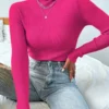 Autumn Winter Women Knit Solid Turtleneck Pull Sweater Casual Rib Jumper Tops Female Home Pullover Y2K Clothing 2024